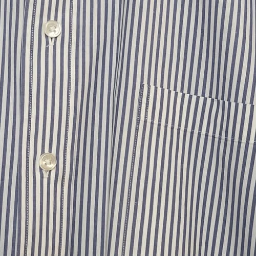 Grant Thomas Mens Shirt Dress Button Down Blue White Stripe 17 1/2 32-33 Cotton - Thumbnail 4