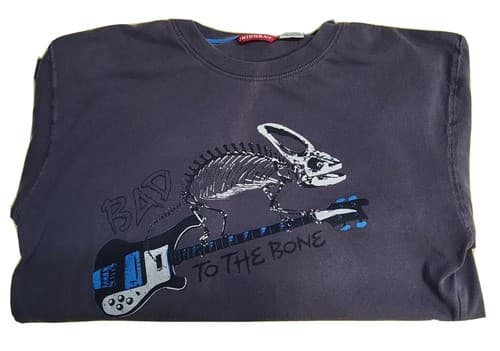 UnionBay Mens Shirt L Bad To the Bone Lizard Faux Striped Sleeves Guitarplayer - Thumbnail 6