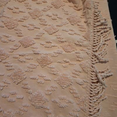 Vintage Light Pink Queen Chenille Bedspread 100% Cotton Full Fringe Made India - Thumbnail 5