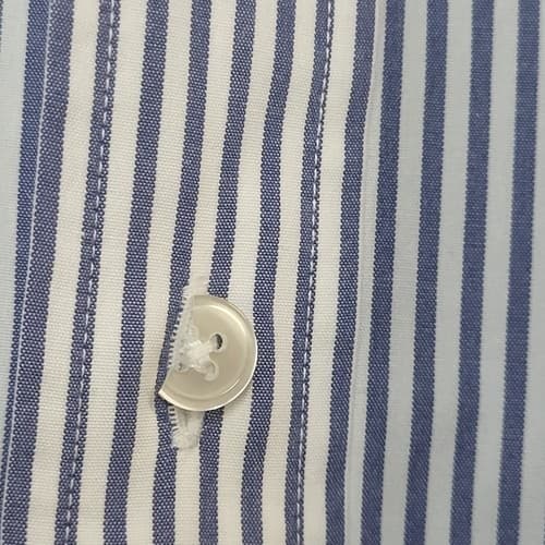Grant Thomas Mens Shirt Dress Button Down Blue White Stripe 17 1/2 32-33 Cotton - Thumbnail 5