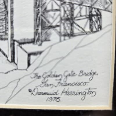 Diarmuid Harrington San Francisco Iconic Landmarks Artist Signed Matted Framed - Thumbnail 7
