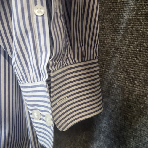 Grant Thomas Mens Shirt Dress Button Down Blue White Stripe 17 1/2 32-33 Cotton - Thumbnail 7