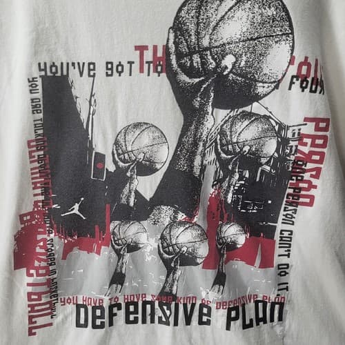 Jordan Mens Shirt White XL Tee Cotton Defensive Plan Black Red Graphics Advice - Thumbnail 3