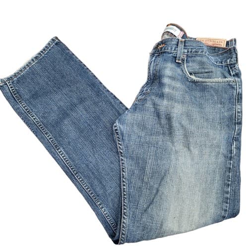 Levi's Mens 514 Jeans 34x34 Blue Medium Wash Slim Fit Straight Leg Washed Out - Thumbnail 4