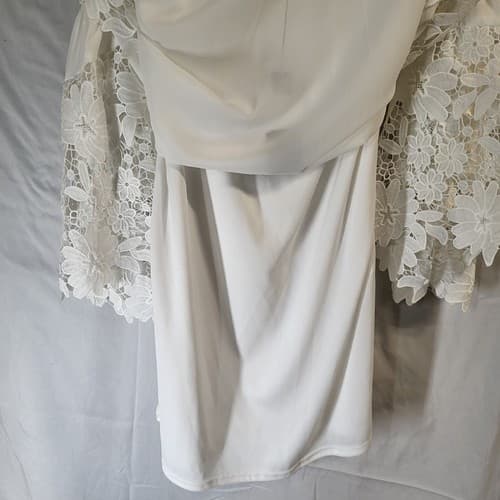 Joseph Ribkoff Dress White Petite S Polyester Lined Lace Applique Bell Sleeves - Thumbnail 17