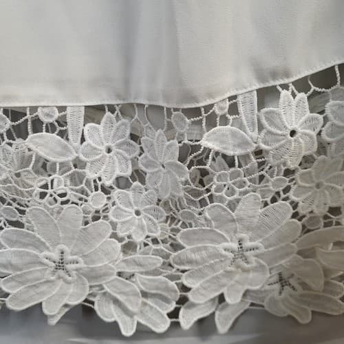 Joseph Ribkoff Dress White Petite S Polyester Lined Lace Applique Bell Sleeves - Thumbnail 6