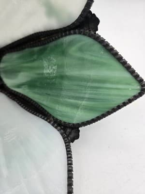 Vintage Reproduction Tulip Slag Glass Shade Plastic Lightweight Green Ivy - Thumbnail 4