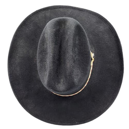 Western Express Cowboy Hat Black S M Elastic Band Faux Felt Red White Braid - Thumbnail 5