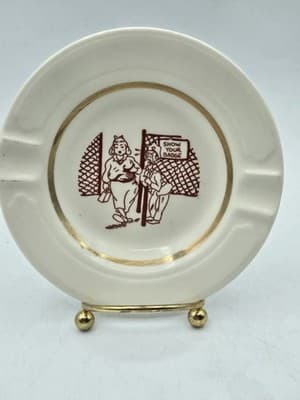 Vintage Risque Ashtray Adult Novelty 'Show Me Your Badge' Tobacciana Cartoon EUC - Thumbnail 6