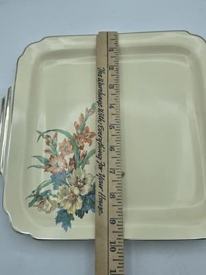 VTG Homer Laughlin Art Deco 11in Serving Tray C17 Century Wells Silver Handles - Thumbnail 7