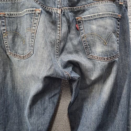 Levi's Mens 514 Jeans 34x34 Blue Medium Wash Slim Fit Straight Leg Washed Out - Thumbnail 9