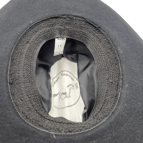 Western Express Cowboy Hat Black S M Elastic Band Faux Felt Red White Braid - Thumbnail 8
