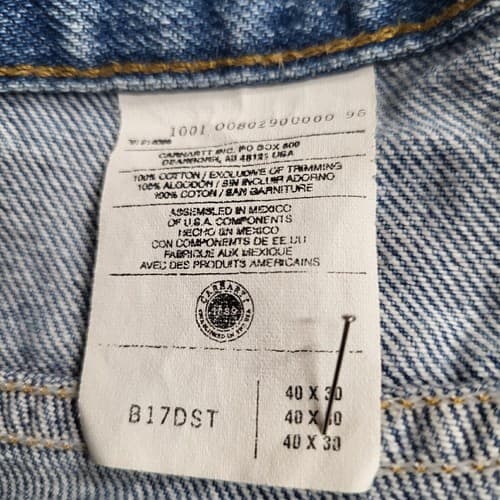 Carhartt Mens Jeans 40x30 Blue Darkstone Relaxed Fit Tapered Leg Work Comfort - Thumbnail 8