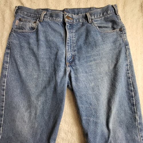 Carhartt Mens Jeans 40x30 Blue Darkstone Relaxed Fit Tapered Leg Work Comfort - Thumbnail 2