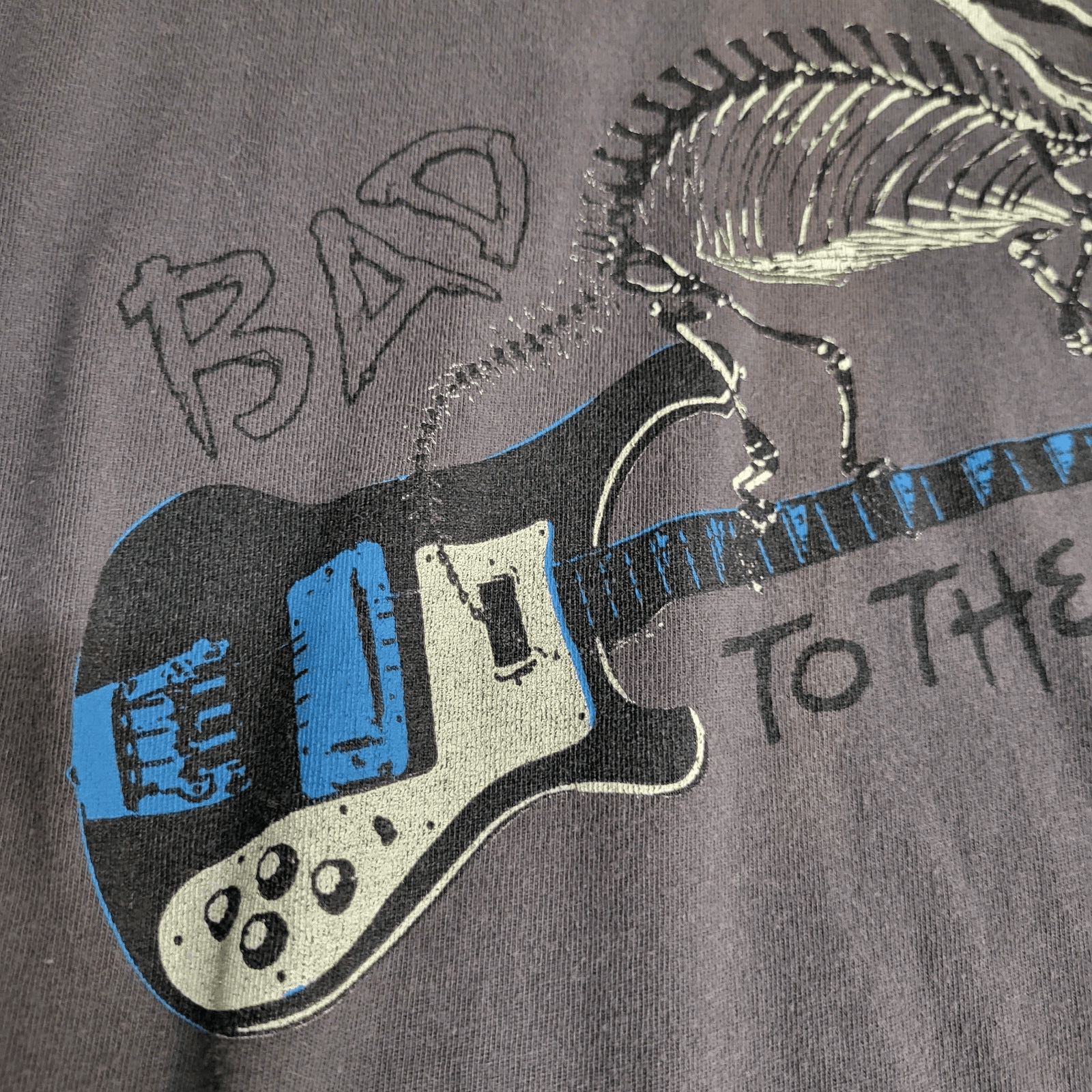 UnionBay Mens Shirt L Bad To the Bone Lizard Faux Striped Sleeves Guitarplayer - Thumbnail 3