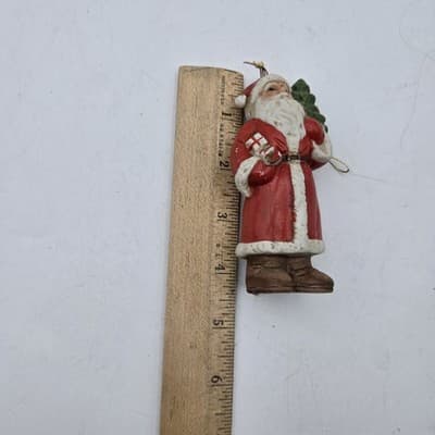 Vintage Lot 4 Santas Ceramic Bisque Ornaments Figurine Handpainted 4in - Thumbnail 19