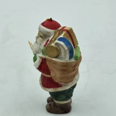 Vintage Lot 4 Santas Ceramic Bisque Ornaments Figurine Handpainted 4in - Thumbnail 12