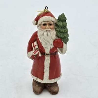 Vintage Lot 4 Santas Ceramic Bisque Ornaments Figurine Handpainted 4in - Thumbnail 14
