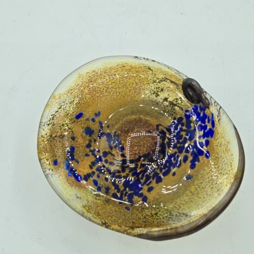 Vintage Mushrooms Art Glass Set 3 Small Snail Accent Blues Gold Handblown - Thumbnail 3