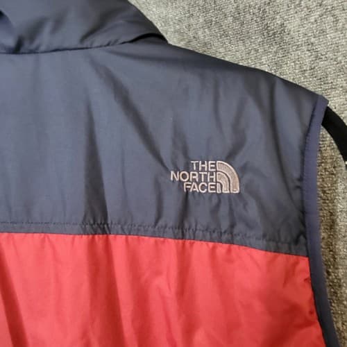North Face Boys Reversible Vest Dark Red Navy XL 18/20 Nylon Fleece 3 Pockets - Thumbnail 10