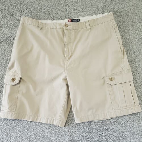 Chaps Mens Cargo Shorts Khaki 42 Cotton Chino Flat Front Hiking Outdoors Pockets