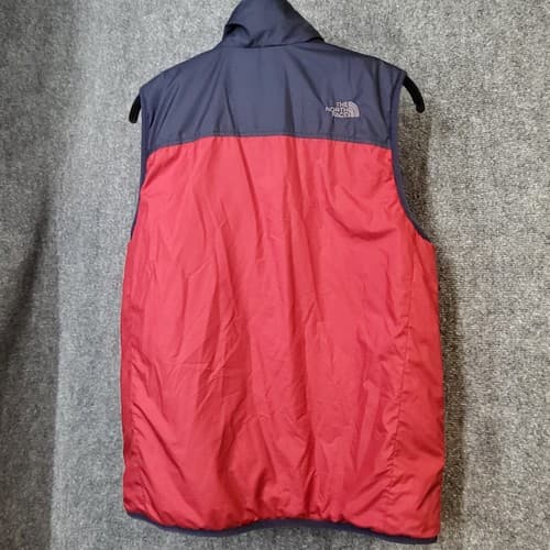 North Face Boys Reversible Vest Dark Red Navy XL 18/20 Nylon Fleece 3 Pockets - Thumbnail 11