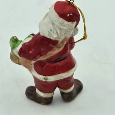 Vintage Lot 4 Santas Ceramic Bisque Ornaments Figurine Handpainted 4in - Thumbnail 5