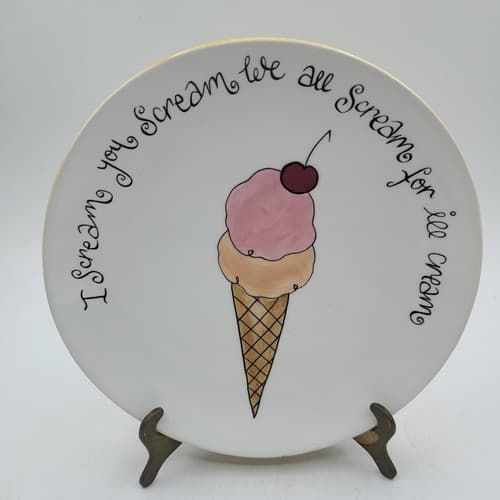 Pottery Barn Dessert Plates Set of 4 Colorful Ice Cream Design Ceramic 7.5 in - Thumbnail 5