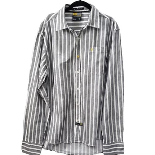 Southpole Mens Shirt Black White Stripe XL Cotton Gold Button Logo Authentic