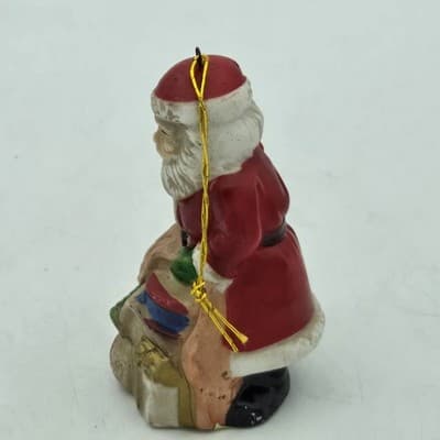 Vintage Lot 4 Santas Ceramic Bisque Ornaments Figurine Handpainted 4in - Thumbnail 8