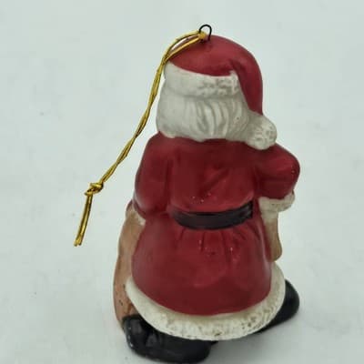 Vintage Lot 4 Santas Ceramic Bisque Ornaments Figurine Handpainted 4in - Thumbnail 9