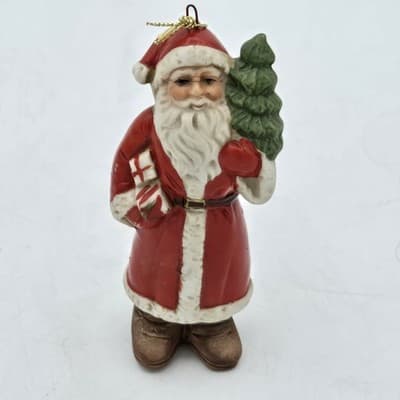 Vintage Lot 4 Santas Ceramic Bisque Ornaments Figurine Handpainted 4in - Thumbnail 15