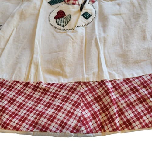 Christmas Tree Skirt 42" Cottagecore Applique Trees Snowmen Red Prima Creation - Thumbnail 3