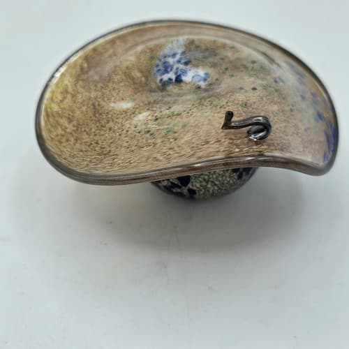 Vintage Mushrooms Art Glass Set 3 Small Snail Accent Blues Gold Handblown - Thumbnail 11
