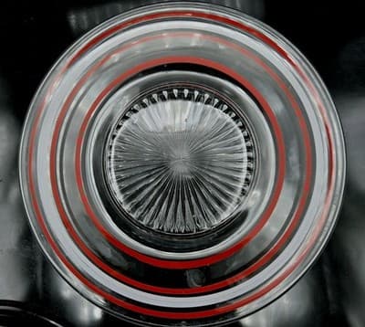 Vintage Anchor Hocking Red & White Banded 8" Salad Plate MCM Holiday Ready Set/4 - Thumbnail 3