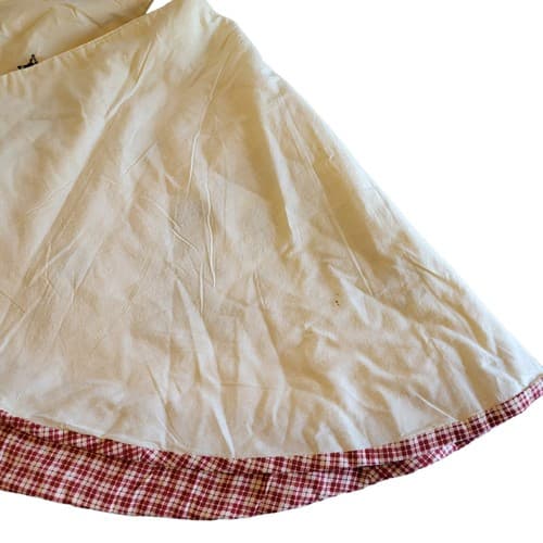 Christmas Tree Skirt 42" Cottagecore Applique Trees Snowmen Red Prima Creation - Thumbnail 10