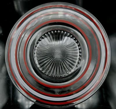 Vintage Anchor Hocking Red & White Banded 8" Salad Plate MCM Holiday Ready Set/4 - Thumbnail 4