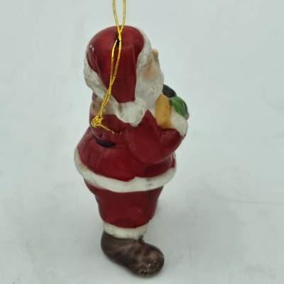 Vintage Lot 4 Santas Ceramic Bisque Ornaments Figurine Handpainted 4in - Thumbnail 4