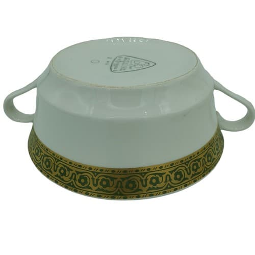 Shenango China Citation Double Handle Bowls Green Gold Restaurant Ware Set of 6 - Thumbnail 4
