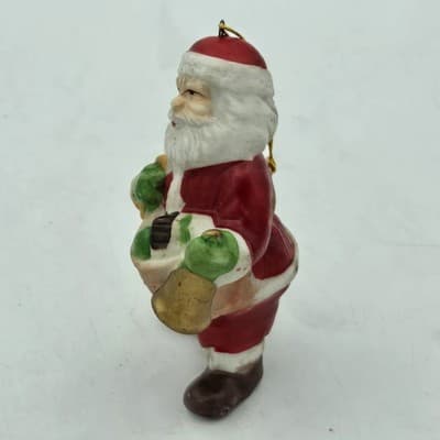 Vintage Lot 4 Santas Ceramic Bisque Ornaments Figurine Handpainted 4in - Thumbnail 6