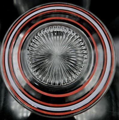 Vintage Anchor Hocking Red & White Banded 8" Salad Plate MCM Holiday Ready Set/4 - Thumbnail 5