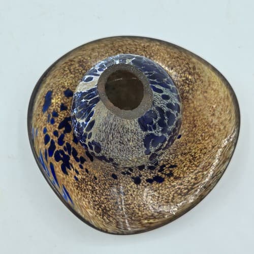 Vintage Mushrooms Art Glass Set 3 Small Snail Accent Blues Gold Handblown - Thumbnail 13