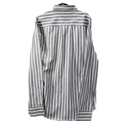 Southpole Mens Shirt Black White Stripe XL Cotton Gold Button Logo Authentic - Thumbnail 2