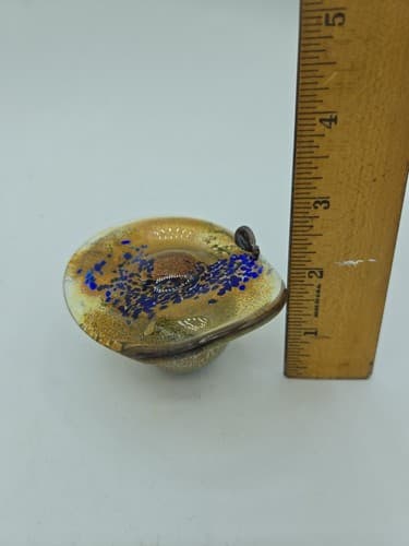 Vintage Mushrooms Art Glass Set 3 Small Snail Accent Blues Gold Handblown - Thumbnail 18