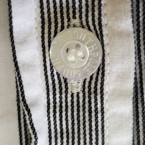 Southpole Mens Shirt Black White Stripe XL Cotton Gold Button Logo Authentic - Thumbnail 8