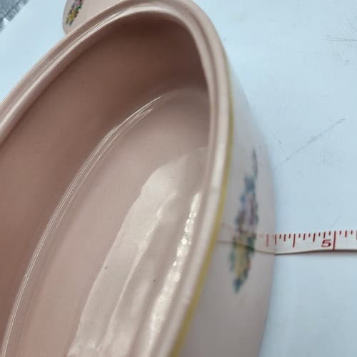 Vintage Oval Trinket Box Large Pale Pink Flowers Gold Trim Romantic Dresser Box - Thumbnail 12