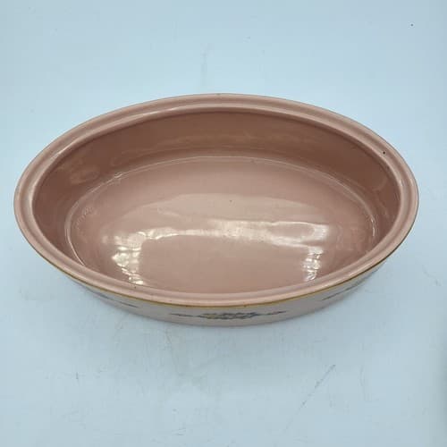 Vintage Oval Trinket Box Large Pale Pink Flowers Gold Trim Romantic Dresser Box - Thumbnail 6