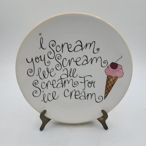 Pottery Barn Dessert Plates Set of 4 Colorful Ice Cream Design Ceramic 7.5 in - Thumbnail 4