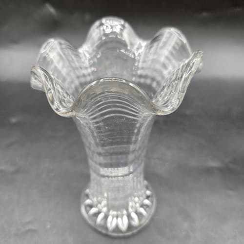 Imperial Glass Clear Swung Ripple & Ribbon Vase - Thumbnail 4