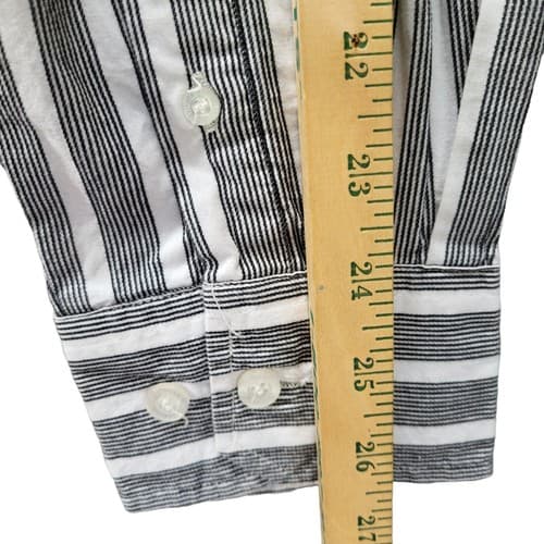 Southpole Mens Shirt Black White Stripe XL Cotton Gold Button Logo Authentic - Thumbnail 11